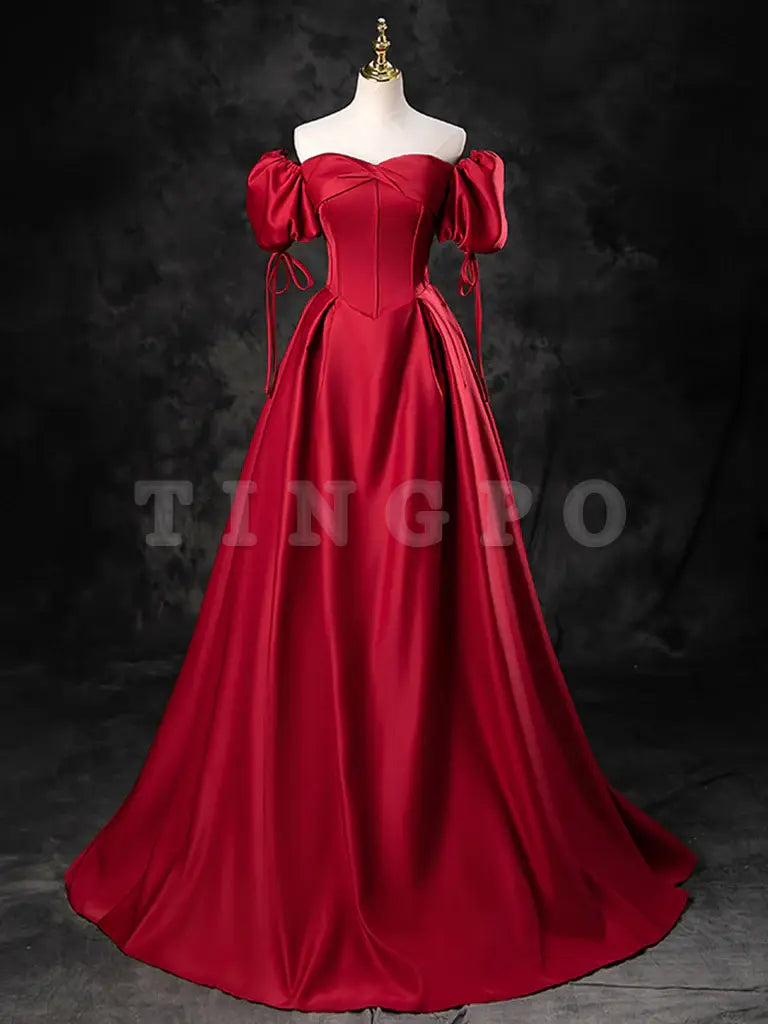 Wholesale A-Line Sweetheart Neck Burgundy Long Prom Dress Burgundy Formal Dress gowns evening dresses